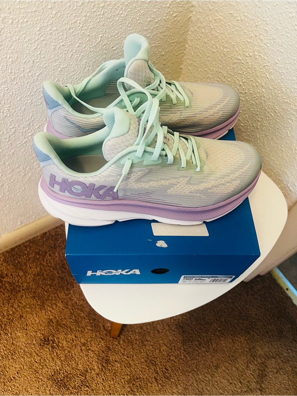 Hoka One One Mint Green and Lavender Girl’s Running Shoes